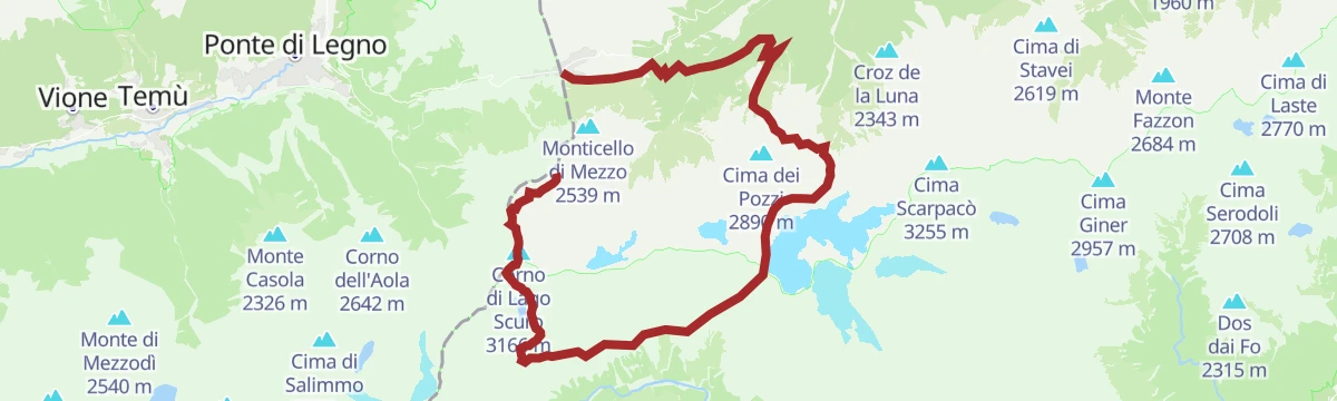Route map: Trekking Adamello-Presanella